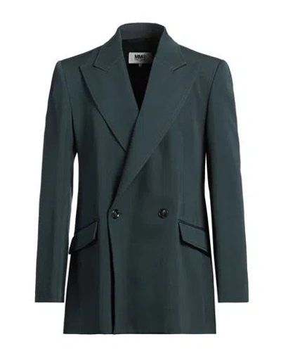 Mm6 Maison Margiela Man Blazer Deep Teal Size 44 Virgin Wool, Viscose In Green