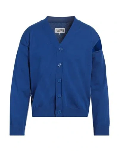 Mm6 Maison Margiela Cut-out Fine-knit Cardigan In Blau