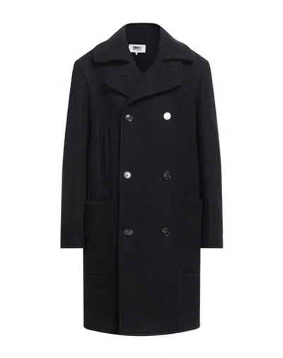 Mm6 Maison Margiela Man Coat Black Size 38 Wool, Polyamide