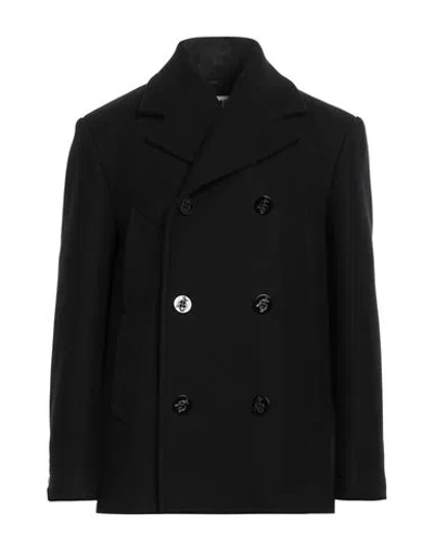 Mm6 Maison Margiela Man Coat Black Size Xl Wool, Polyamide