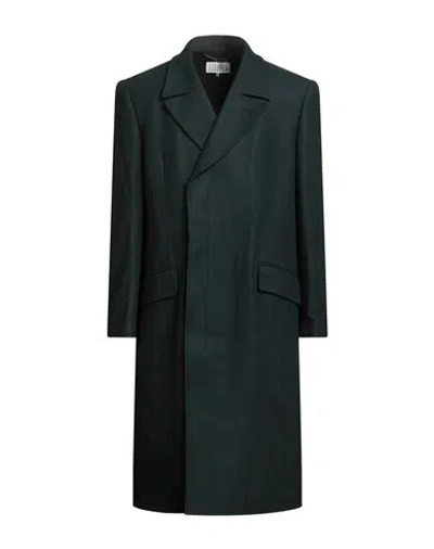 Mm6 Maison Margiela Man Coat Dark Green Size 40 Wool, Polyamide