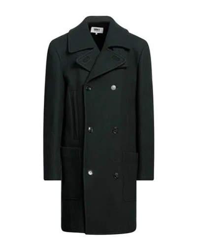 Mm6 Maison Margiela Man Coat Dark Green Size 40 Wool, Polyamide