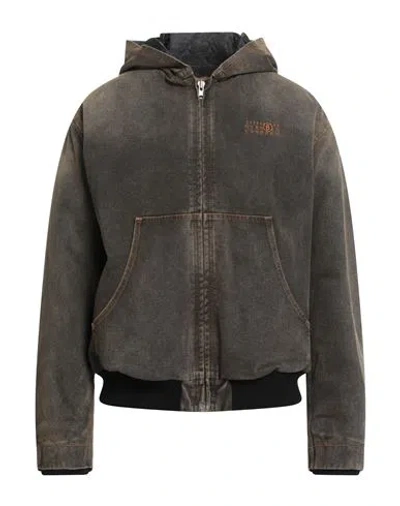 Mm6 Maison Margiela Man Denim Outerwear Brown Size 40 Cotton In Gray
