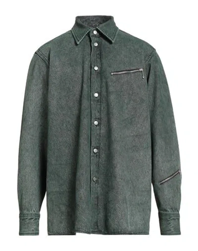 Mm6 Maison Margiela Man Denim Shirt Green Size 40 Cotton