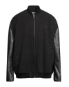 Mm6 Maison Margiela Black Canvas & Leather Bomber Jacket In Black