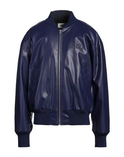 Mm6 Maison Margiela Man Jacket Dark Purple Size S Polyester, Polyurethane Coated, Acrylic, Wool, Pol