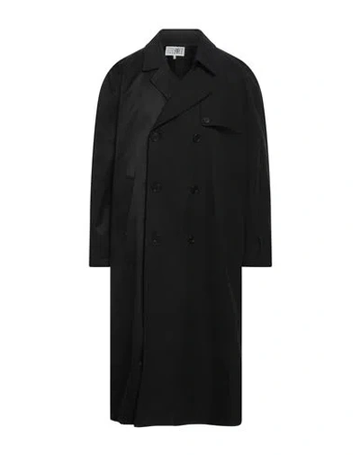 Mm6 Maison Margiela Man Overcoat & Trench Coat Black Size 40 Cotton, Polyamide