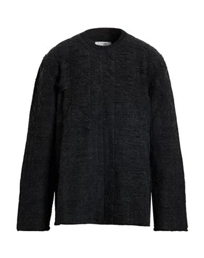 Mm6 Maison Margiela Man Sweater Charcoal Size Xxl Acrylic, Virgin Wool In Black