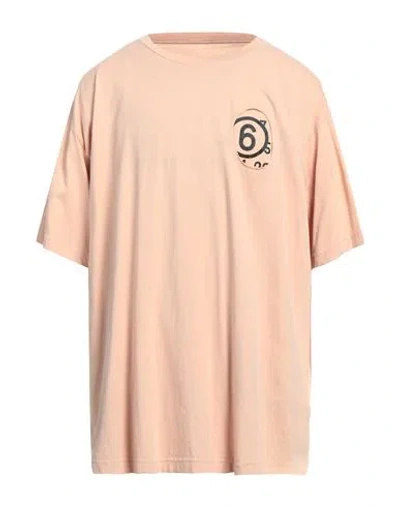 Mm6 Maison Margiela Man T-shirt Blush Size Xxl Cotton, Elastane In Pink