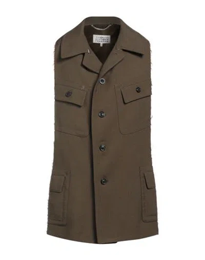 Mm6 Maison Margiela Man Tailored Vest Military Green Size 36 Wool