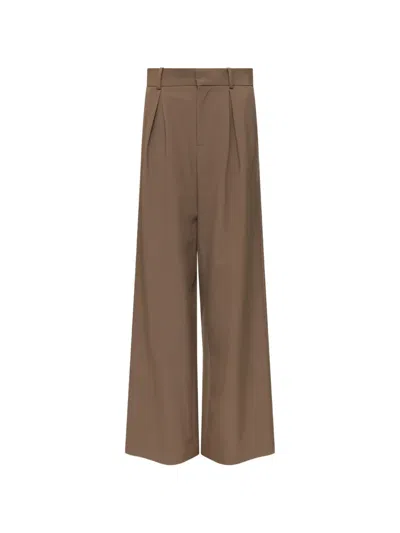 Mm6 Maison Margiela Mannequin Label Wool-blend Pleated Trousers In Brown