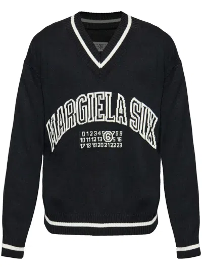 Mm6 Maison Margiela Long-sleeved Sweater In Black