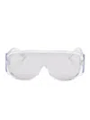 Mm6 Maison Margiela Shield Sunglasses With Wide Transparent Frame In White