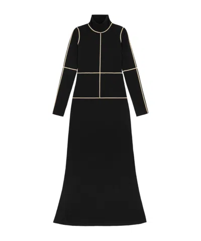 Mm6 Maison Margiela Contrast Seam Long Sleeve Turtleneck Dress In Black