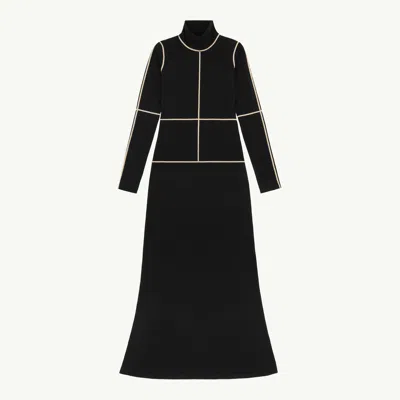 Mm6 Maison Margiela Contrast Seam Long Sleeve Turtleneck Dress In Black