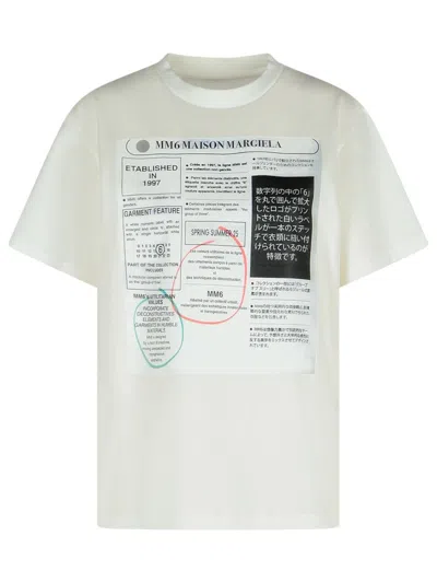 Mm6 Maison Margiela Maxi Graphic Print White Cotton T-shirt