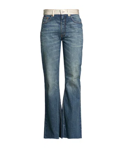 Mm6 Maison Margiela Medium Blue Denim Flare Pants