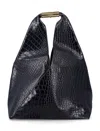 Mm6 Maison Margiela New Japanese Bag In Crocodile-embossed Leather In Black