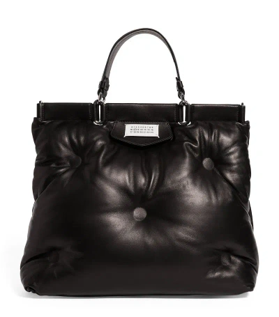 Mm6 Maison Margiela Medium Leather Glam Slam Tote Bag In Black