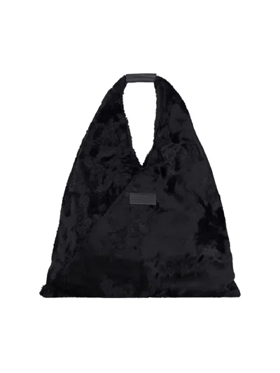 Mm6 Maison Margiela Medium Tote Bag With Faux Fur "japanese" In Black  