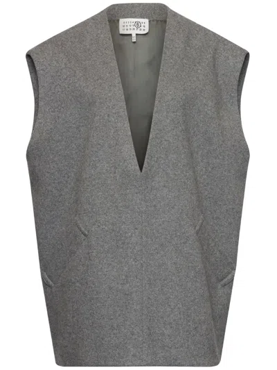Mm6 Maison Margiela Mélange-effect Felted Vest In Grey