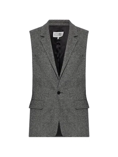 Mm6 Maison Margiela Mélange-effect Tweed Waistcoat In Gray