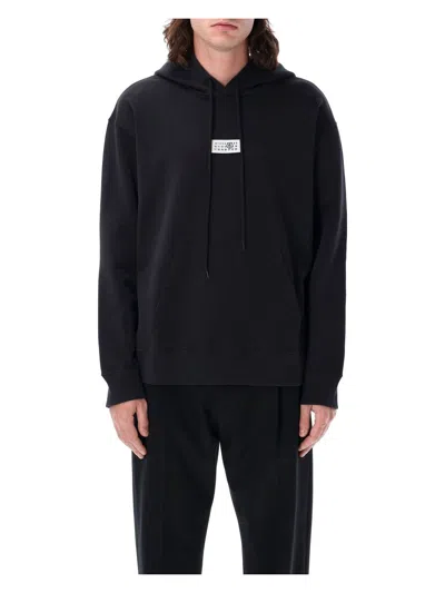 Mm6 Maison Margiela Men's Hooded Sweatshirt In Washed Black