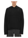 Mm6 Maison Margiela Wool Blend Hooded Sweatshirt With Embroidered Detail In Black
