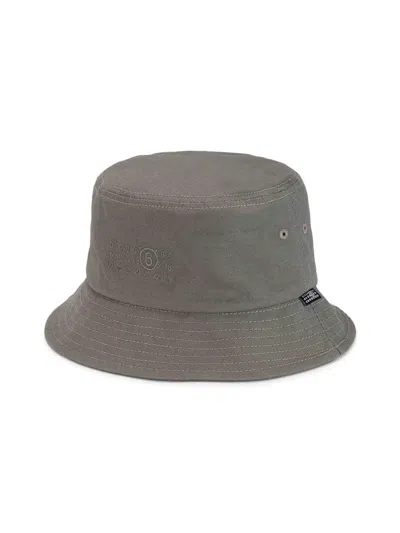 Mm6 Maison Margiela Men's Logo Cotton Canvas Bucket Hat In Pattern