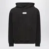 Mm6 Maison Margiela Mm6 By Maison Margiela Emblazoned Black Hoodie With Drawstring And Ribbed Finishes In Black