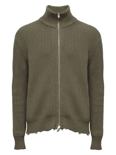 Mm6 Maison Margiela Camionneur Zip-up Knit Jacket In Khaki