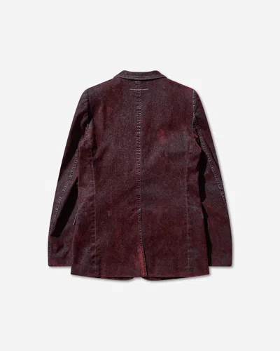 Mm6 Maison Margiela Men S Flocked Denim Suit Jacket Bordeaux In Red