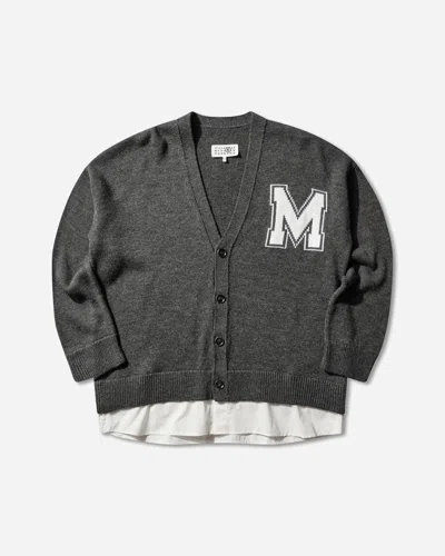 Mm6 Maison Margiela Men S Two-in-one Knit Cardigan Dark In Gray