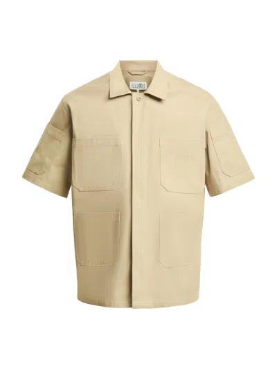 Mm6 Maison Margiela Men's Short Sleeve Pockets Shirt In Neutral