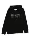 Mm6 Maison Margiela Numeric Print Black Hoodie With Front Kangaroo Pocket In Black