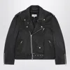Mm6 Maison Margiela Men's Washed-effect Biker Jacket In Black