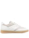 MM6 MAISON MARGIELA MEN'S WHITE LEATHER PANELLED LOW-TOP SNEAKERS FOR FW23