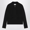 Mm6 Maison Margiela Zip Up Silk Jacket With Collared Neck In Black
