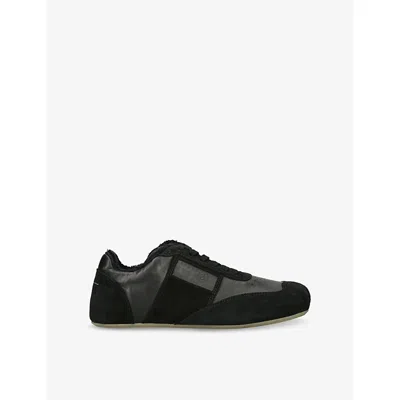Mm6 Maison Margiela Mm6 By Maison Margiela Contemporary Black Leather And Suede Sneakers With Square Toe
