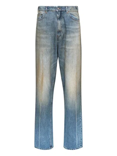 Mm6 Maison Margiela Mens Straight Leg Jeans With Worn Effect In Blue