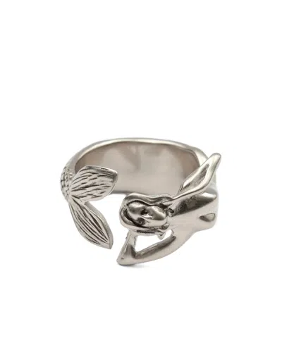 Mm6 Maison Margiela Mermaid-textured Ring In Metallic