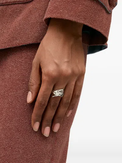 Mm6 Maison Margiela Mermaid-textured Ring In Orange