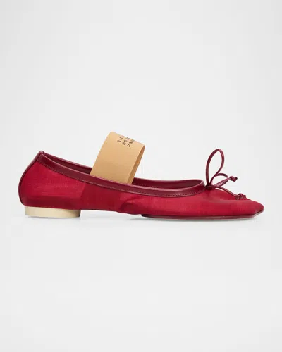 Mm6 Maison Margiela Mesh Anatomic Numeric Ballerina Flats In Ruby Wine