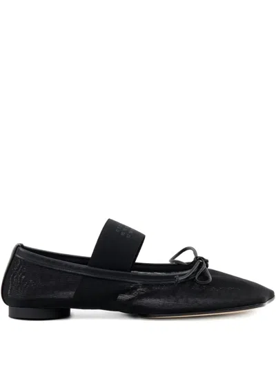 Mm6 Maison Margiela Numeric Anatomic Ballerina Flats In Nylon And Leather Black