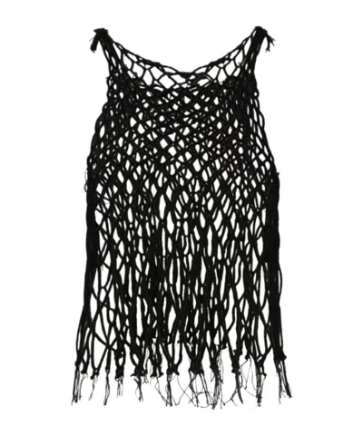 Mm6 Maison Margiela Mesh Sleeveless Tank Top In Black
