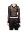 Mm6 Maison Margiela Black Elastic Jersey Mesh Long-sleeved Sweater In Black