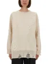 Mm6 Maison Margiela Mm6 By Maison Margiela Oversized Mesh Sweater With Worn Effect Details In Neutral
