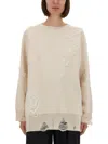Mm6 Maison Margiela Mm6 By Maison Margiela Oversized Mesh Sweater With Worn Effect Details In Neutral