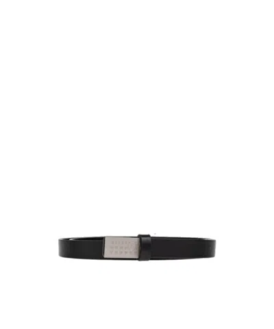 Mm6 Maison Margiela Metal Buckle Belt In Black