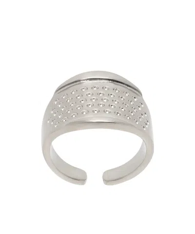 Mm6 Maison Margiela Metal Thimble Open Design Ring In White